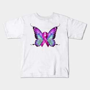 Colorful Breast Cancer Awareness Butterfly Kids T-Shirt